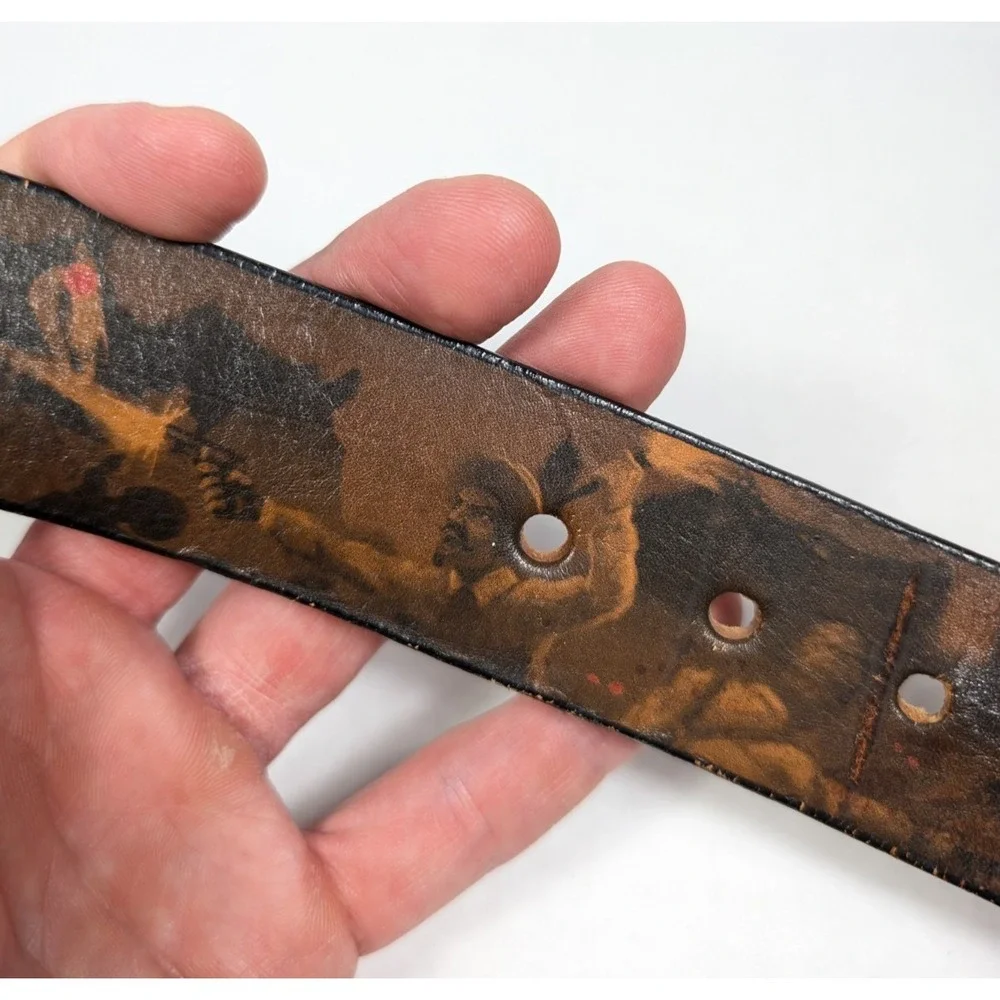 Jon Wye Belt Zombies in the Wild West Western Mens Size 38(?) Leather USA Made